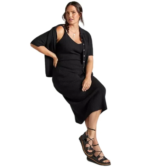 ANTHROPOLOGIE RIBBED KNIT SKIRT, Black, Women's 1X - Picture 2 of 9